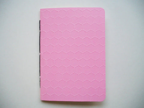 Turquoise and pastel pink embossed hand-bound notebooks--set of 2