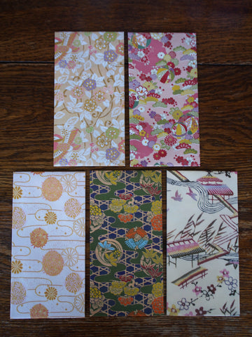 Traditional kimono print money envelopes in jumbo size, voucher holders, gift card holders--set of 5 for Eid, Christmas, Lunar New Year